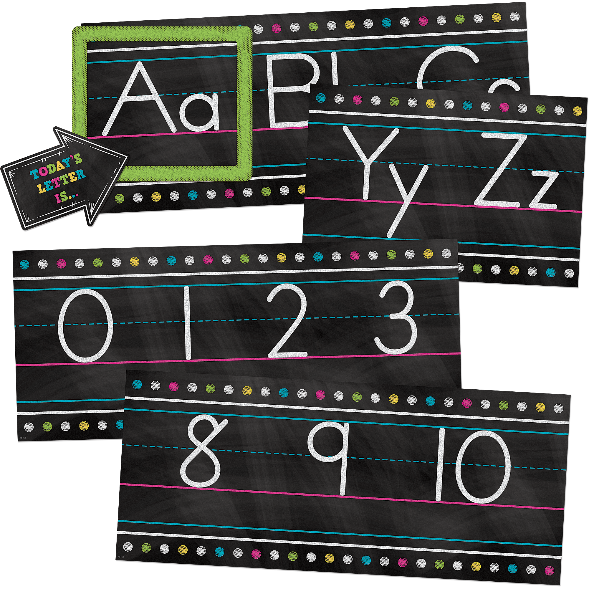 Chalkboard Brights Alphabet Line Bulletin Board Set - TCR5621 | Teacher