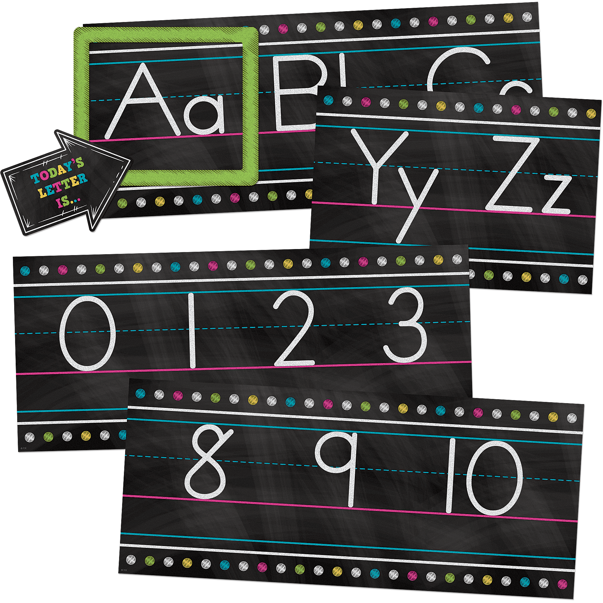 Chalkboard Brights Alphabet Line Bulletin Board Set TCR5621 Teacher 