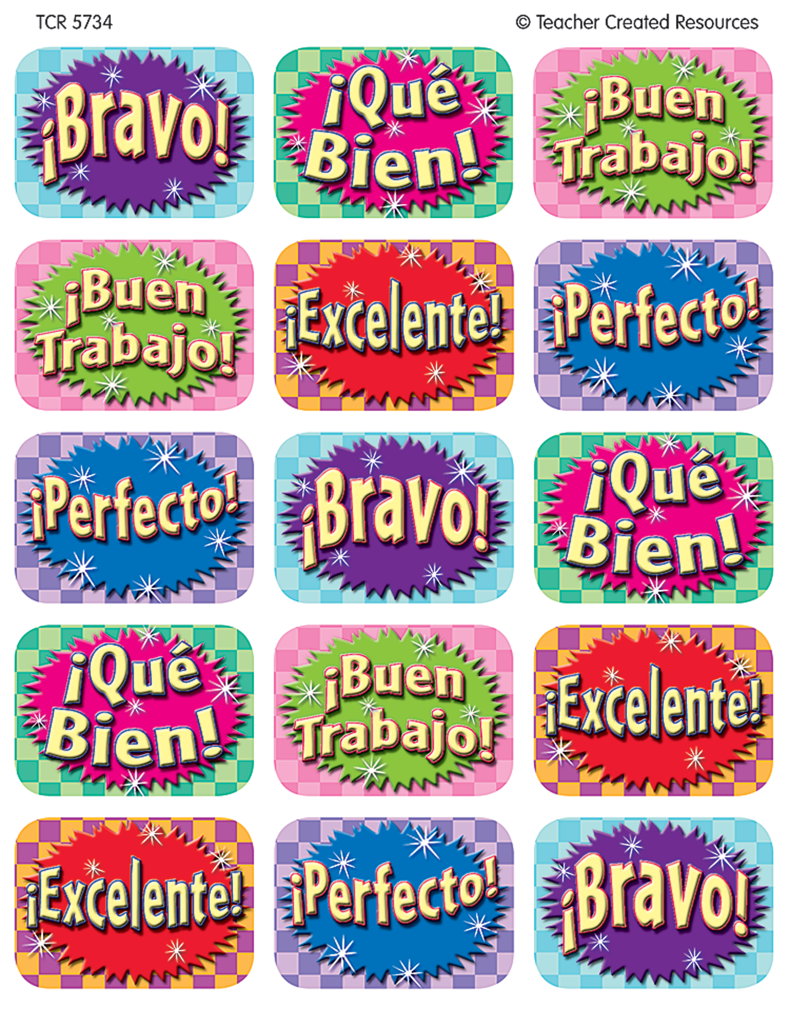 adhesive sticker printable Teacher   TCR5734   Good Work Jumbo Stickers (Spanish)