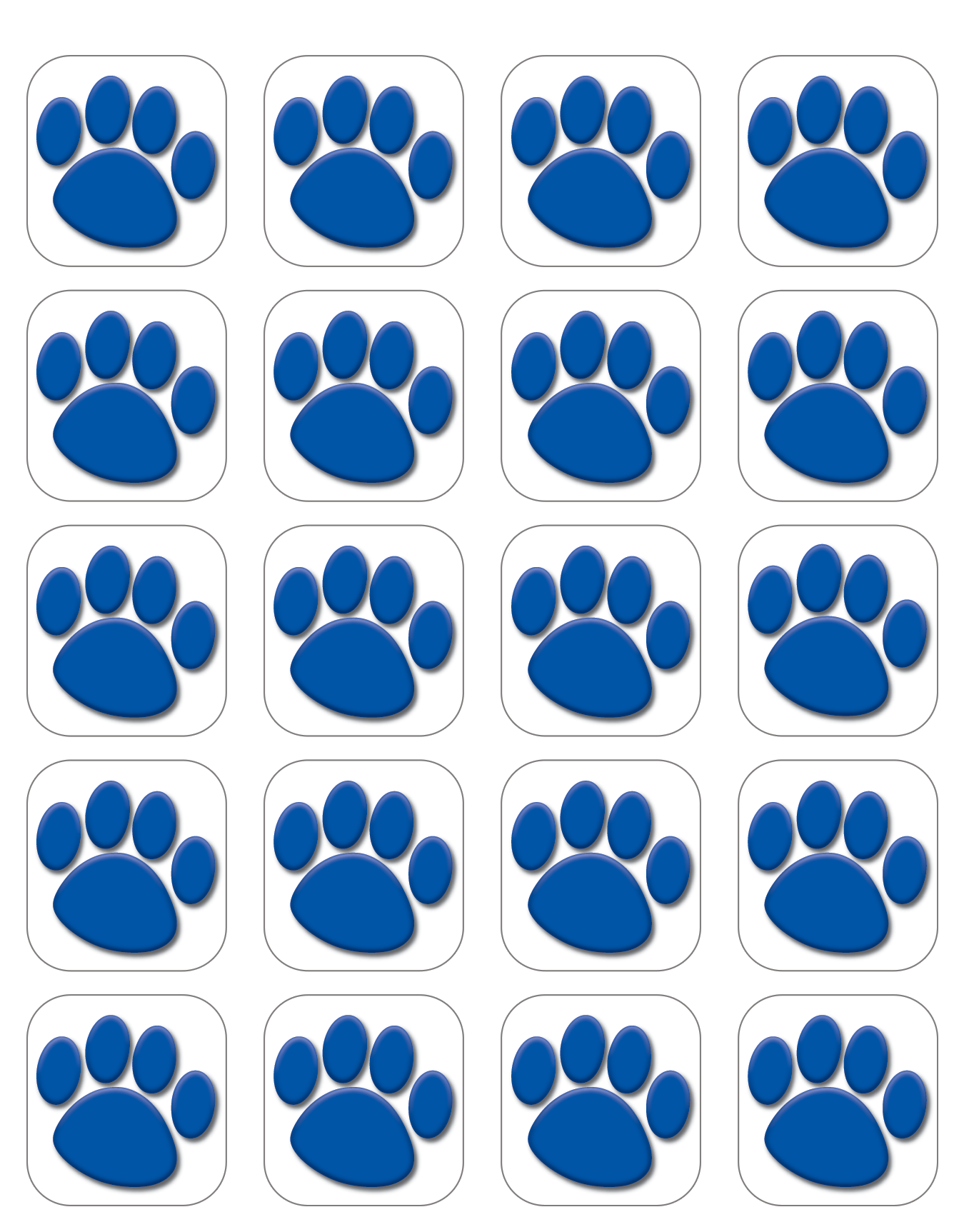 Blue Paw Prints Stickers