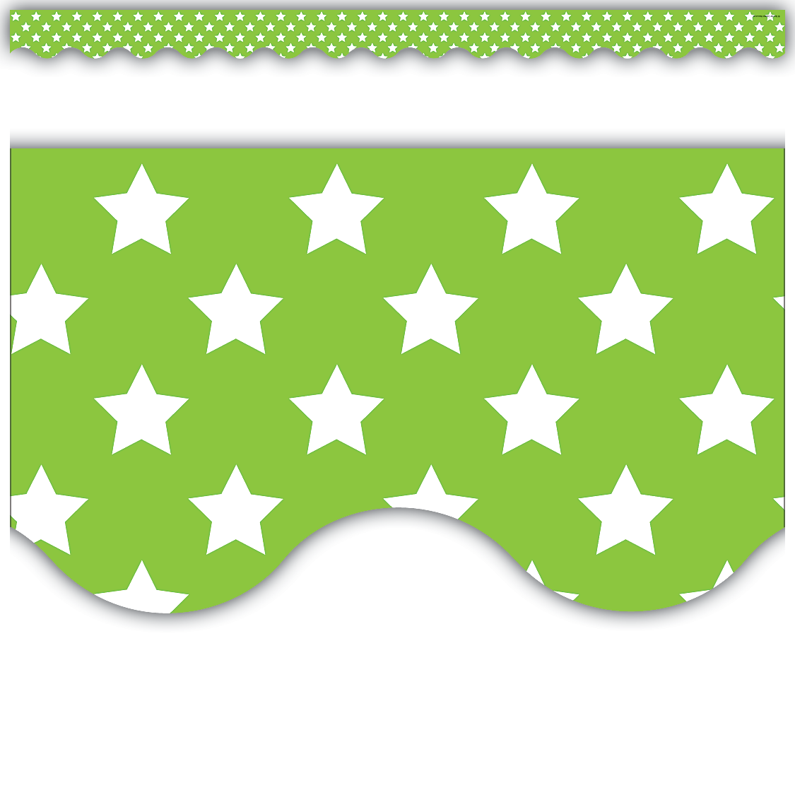Teacher Created Resources Lime with White Stars Scalloped Border Trim 5811 