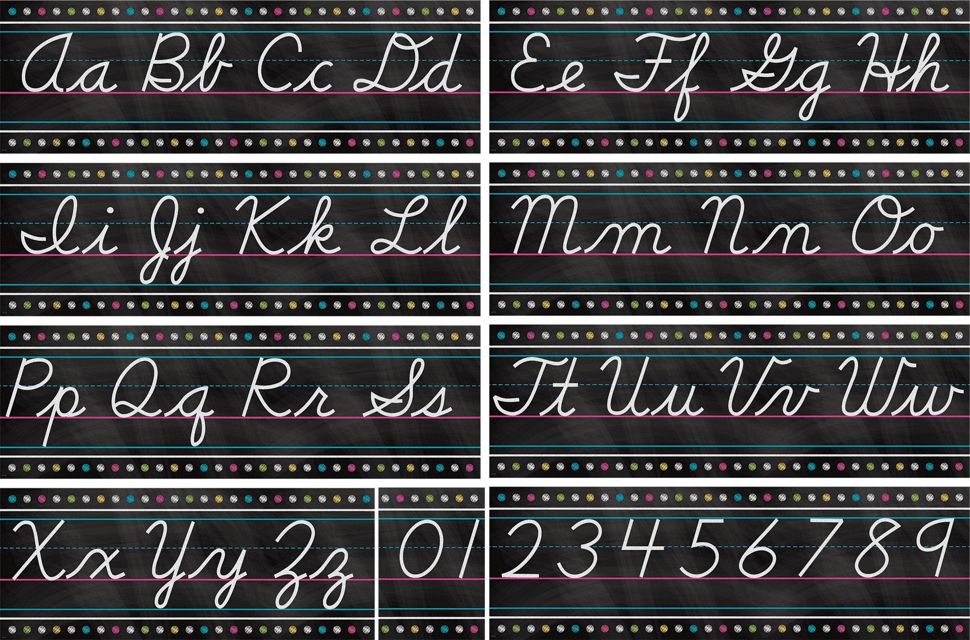 Chalkboard Brights Cursive Writing Bulletin Board Display St - TCR5858