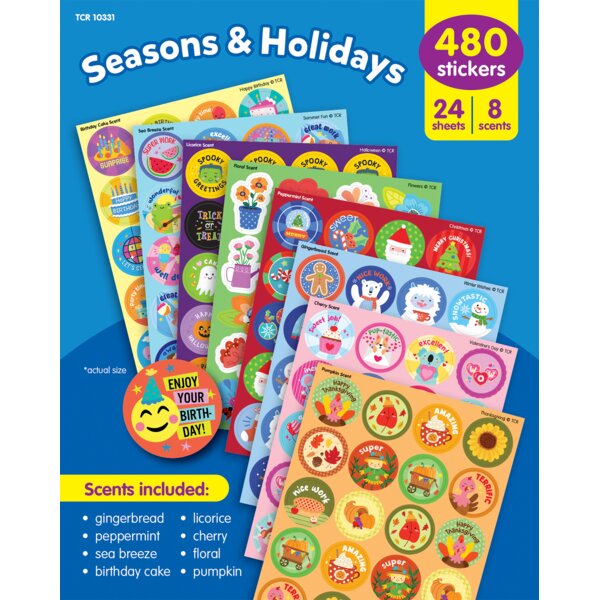 TCR10331 Seasons & Holidays Smelly Stickers Variety Pack Image
