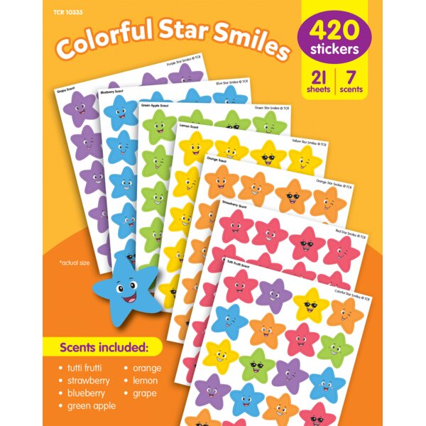 TCR10333 Colorful Star Smiles Smelly Stickers Variety Pack Image