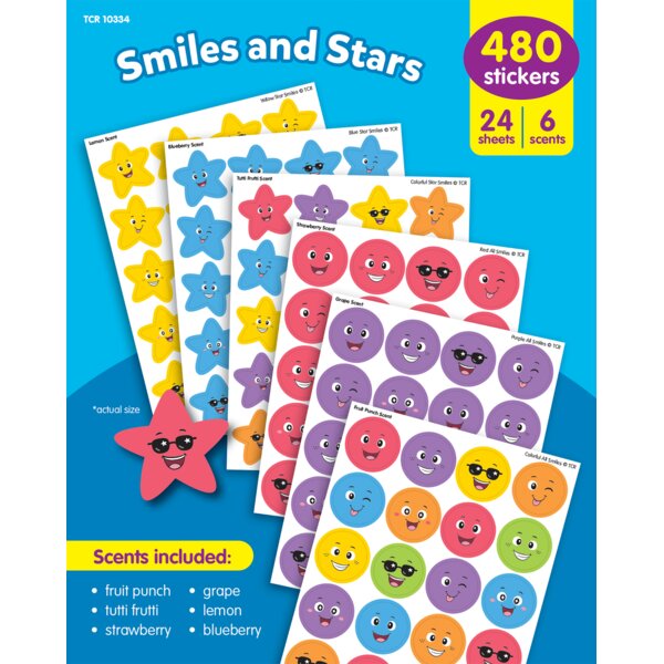 TCR10334 Smiles & Stars Smelly Stickers Variety Pack Image