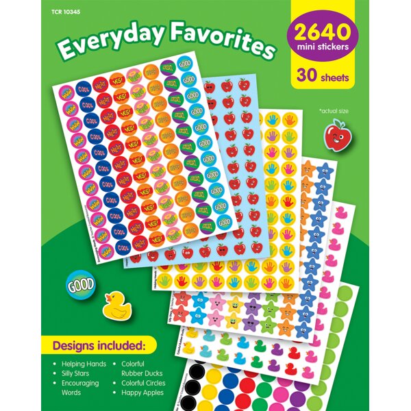TCR10345 Everyday Favorites Mini Stickers Variety Pack Image