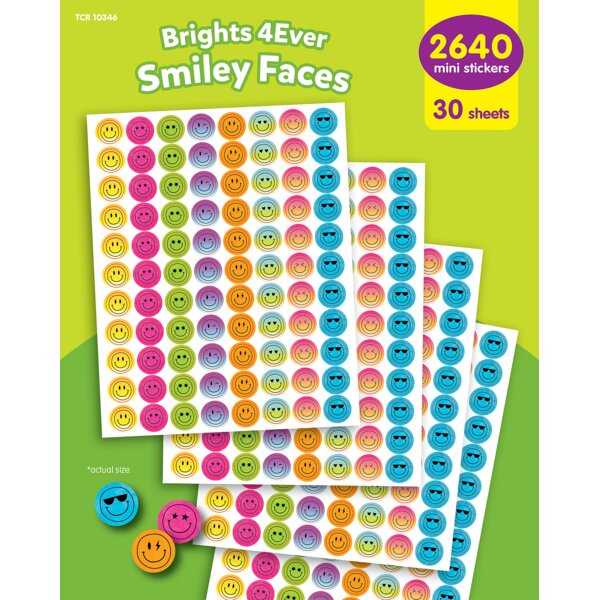 TCR10346 Brights 4Ever Smiley Mini Stickers Value Pack Image