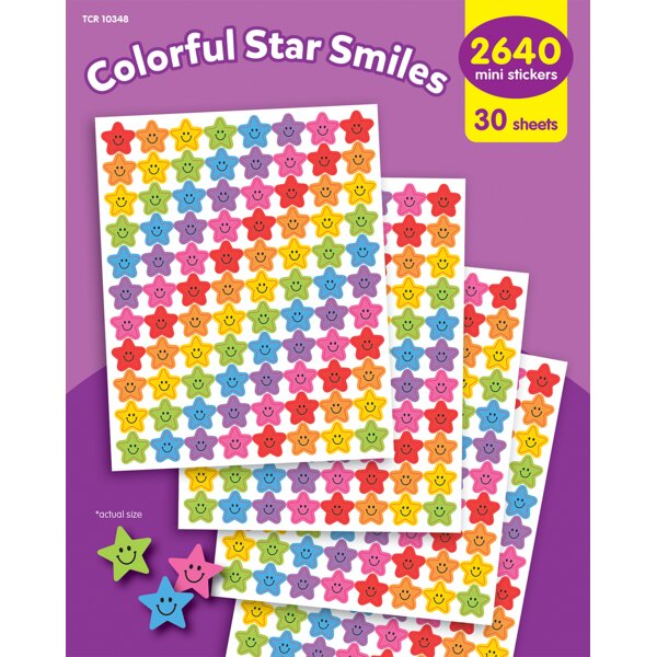 TCR10348 Colorful Star Smiles Mini Stickers Value Pack Image