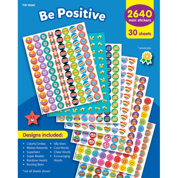 TCR10360 Be Positive Mini Stickers Variety Pack Image