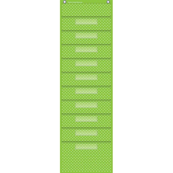 TCR20737 Lime Polka Dots 10 Pocket File Storage Pocket Chart Image