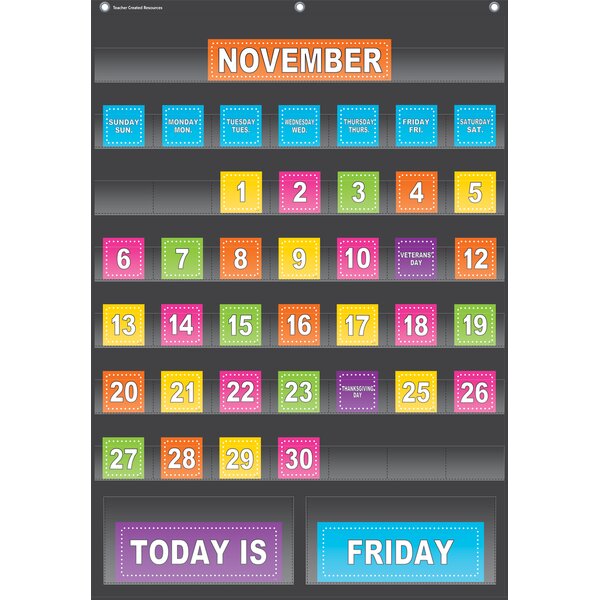 TCR20748 Black Calendar Pocket Chart Image