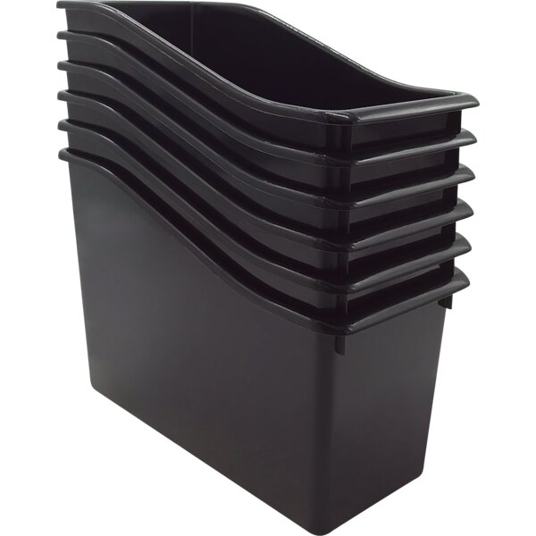 TCR2088555 Black Plastic Book Bin 6 Pack Image