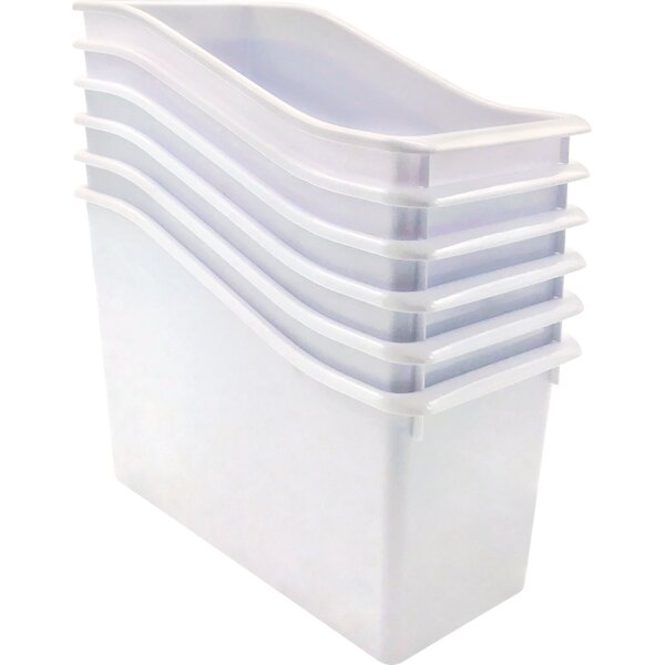 TCR2088564 White Plastic Book Bin 6 Pack Image