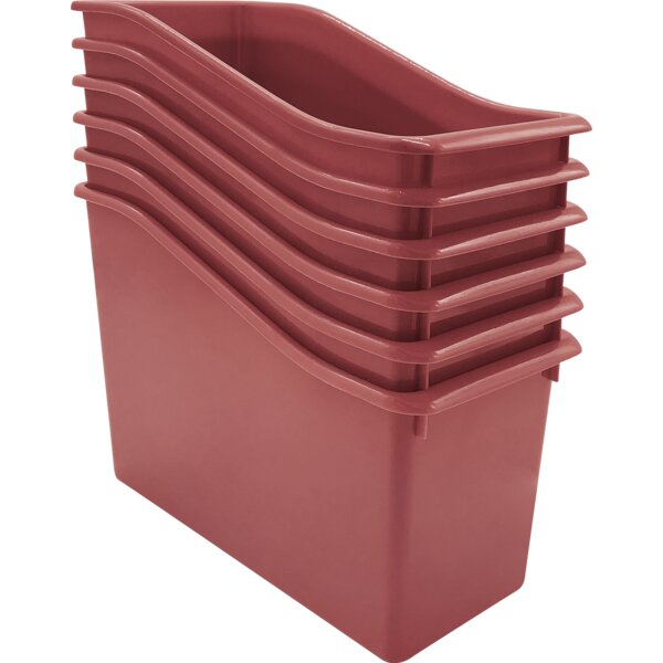 TCR2088750 Deep Rose Plastic Book Bin 6-Pack Image