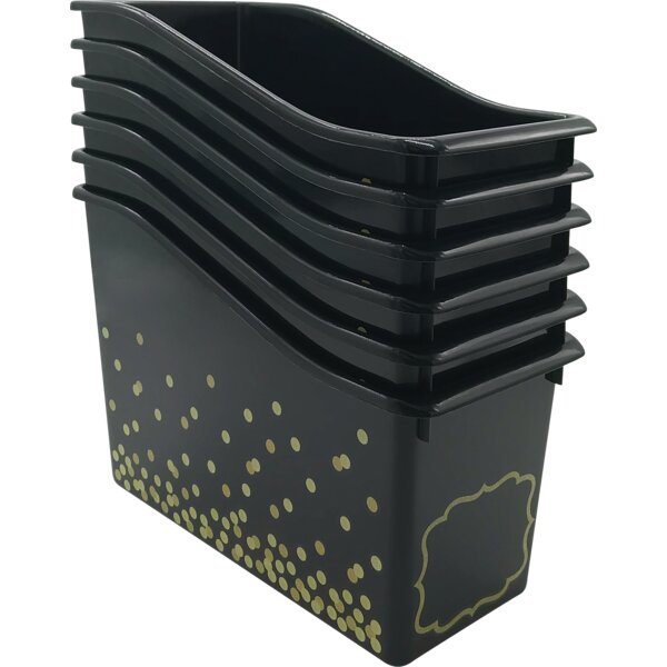 TCR32261 Black Confetti Plastic Book Bins 6-Pack Image