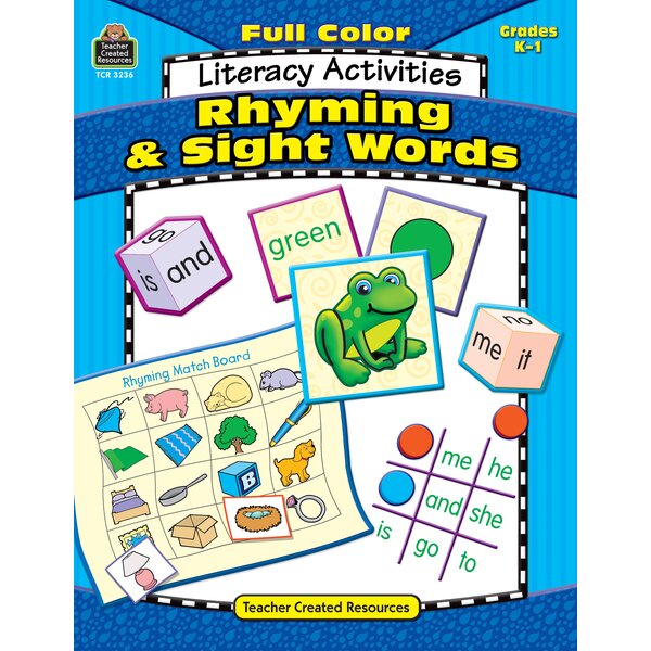 TCR3236 Full-Color Literacy Activities: Rhyming & Sight Words Image