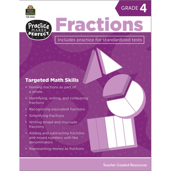 TCR3325 Practice Makes Perfect: Fractions Grade 4 Image