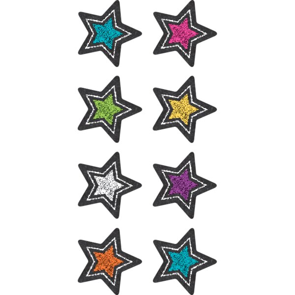 TCR3556 Chalkboard Brights Stars Mini Stickers Image