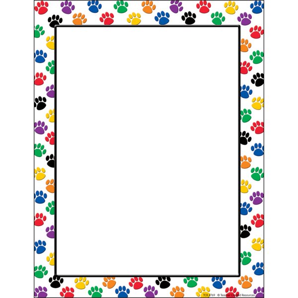 TCR4769 Colorful Paw Prints Computer Paper Image