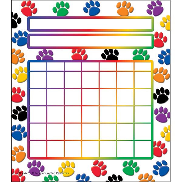 TCR4773 Colorful Paw Prints Incentive Charts Image