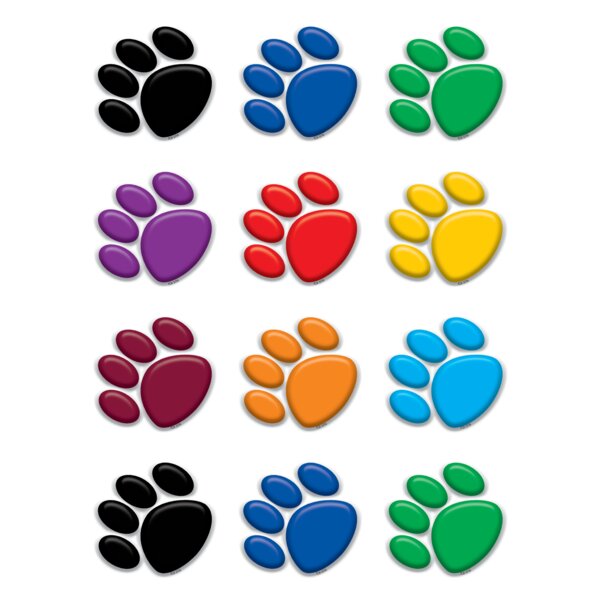 TCR5116 Colorful Paw Prints Mini Accents Image