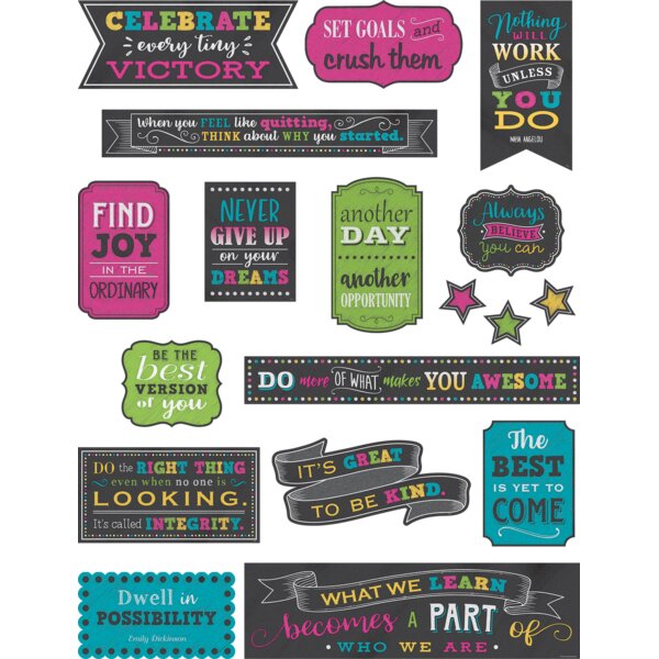 TCR5575 Chalkboard Brights Positive Sayings Mini Bulletin Board Image