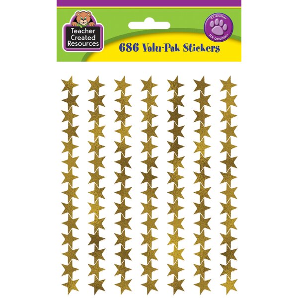 TCR5799 Gold Foil Stars Stickers Valu-Pak Image