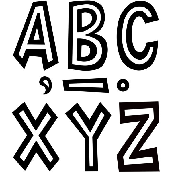 TCR70103 Black and White 7" Fun Font Letters Image