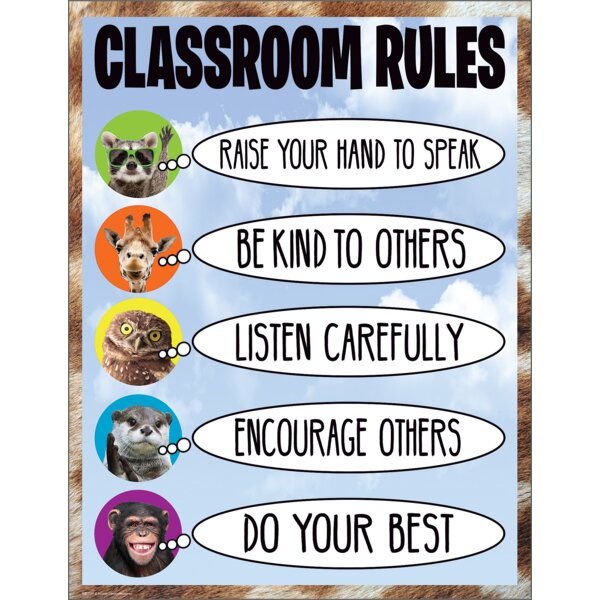 TCR7389 Go Wild Animals Classroom Rules Chart Image