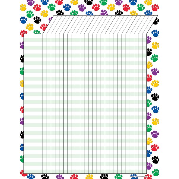 TCR7622 Colorful Paw Prints Incentive Chart Image