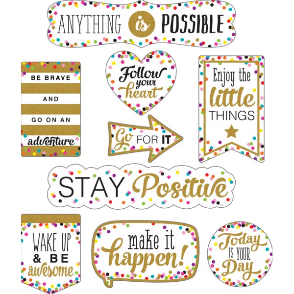 TCR77326 Clingy Thingies Confetti Positive Sayings Accents Image