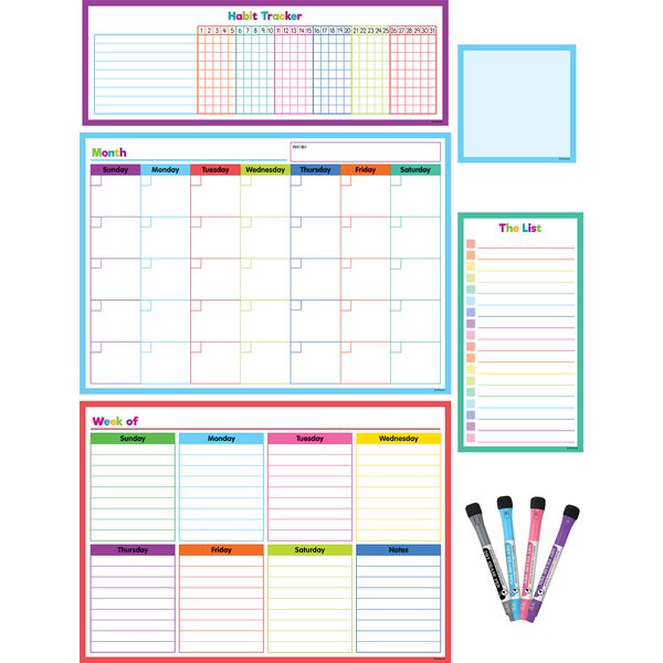 TCR77405 Colorful Dry-Erase Magnetic Calendar Set Image