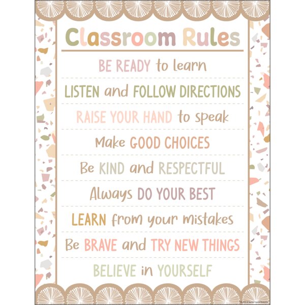 TCR7872 Terrazzo Tones Classroom Rules Chart Image