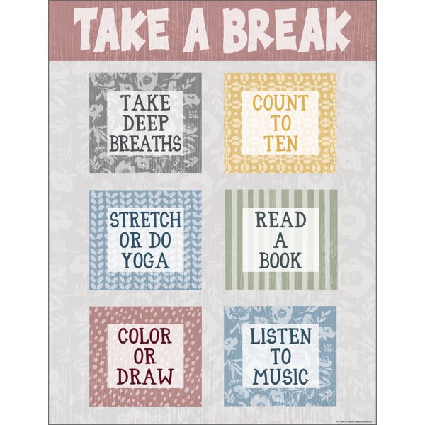 TCR7883 Classroom Cottage Take a Break Chart Image