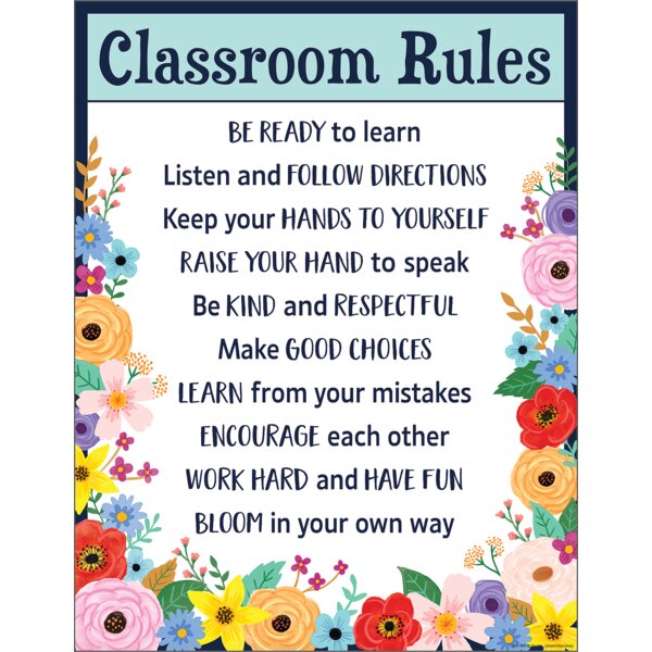 TCR7891 Wildflowers Classroom Rules Chart Image