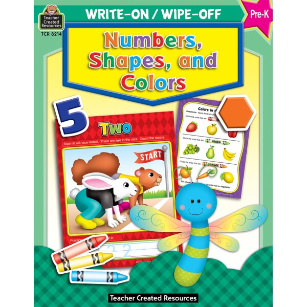 TCR8214 Write-On/Wipe-Off Book: Numbers, Shapes and Colors Image