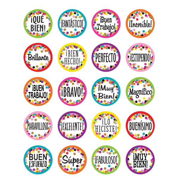 TCR8725 Confetti Spanish Stickers Image