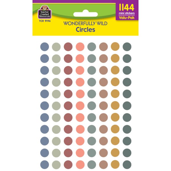 TCR9196 Wonderfully Wild Circles Mini Stickers Valu-Pak Image