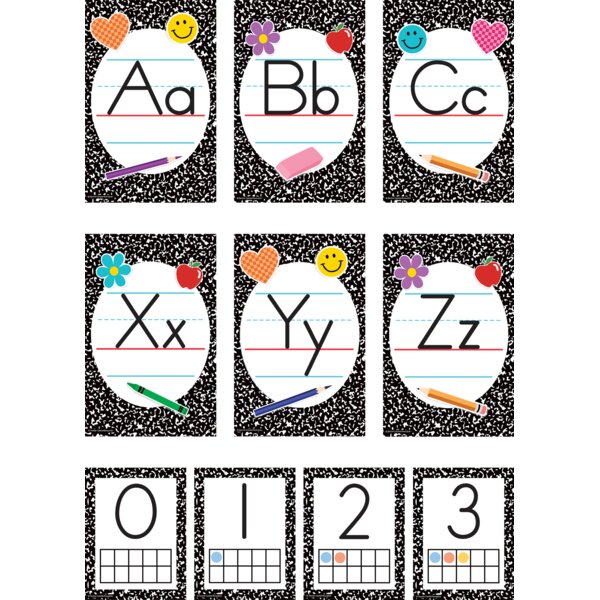 TCR9306 Cool for School Composition Alphabet Bulletin Board Image