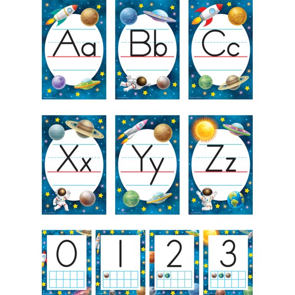 TCR9335 Outer Space Crew Alphabet Bulletin Board Image