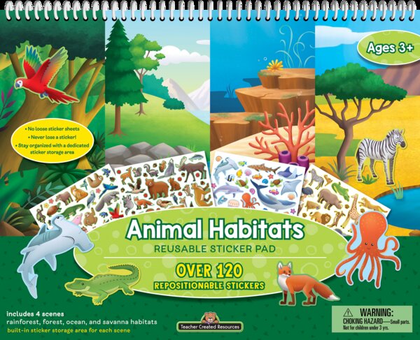 TCR20113 Animal Habitats Reusable Sticker Pad Image