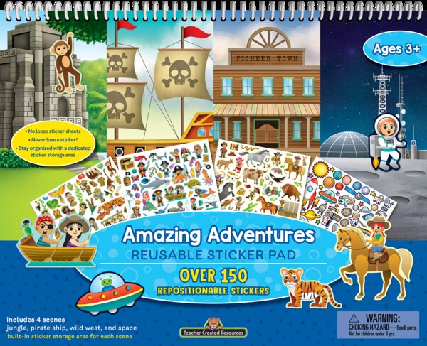 TCR20114 Amazing Adventures Reusable Sticker Pad Image