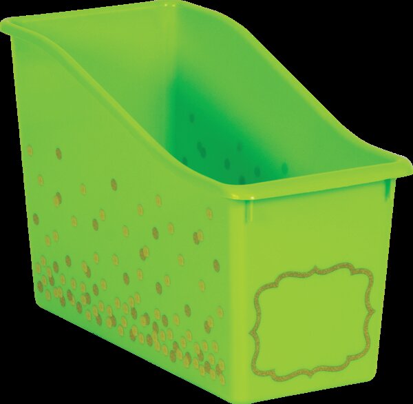 TCR20337 Lime Confetti Plastic Book Bin Image