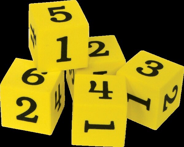 TCR20604 Foam Numbered Dice (numerals 1-6) Image