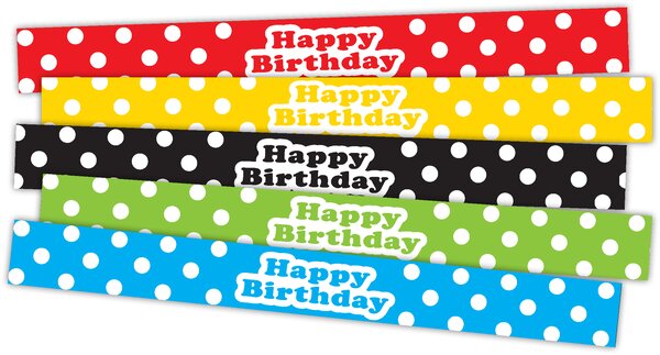 TCR20665 Polka Dots Happy Birthday Slap Bracelets Image