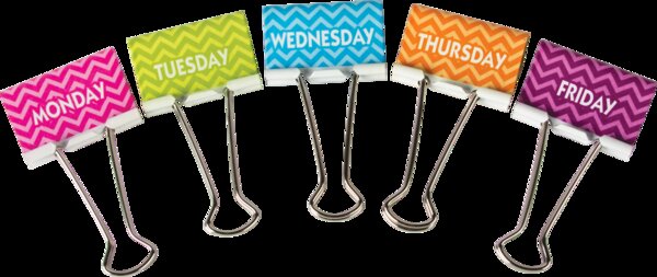 TCR20668 Chevron Days of the Week Large Binder Clips Image