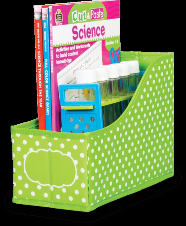 TCR20785 Lime Polka Dots Book Bin Image