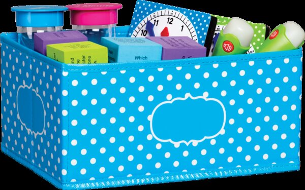 TCR20815 Aqua Polka Dots Small Storage Bin Image