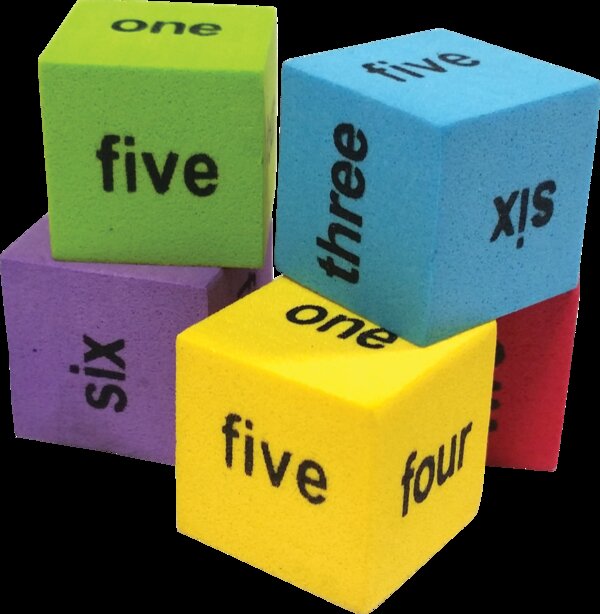 TCR20822 Colorful Foam Number Word Dice Image