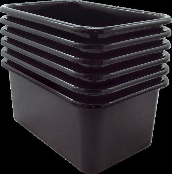 TCR2088569 Black Small Plastic Storage Bin 6 Pack Image